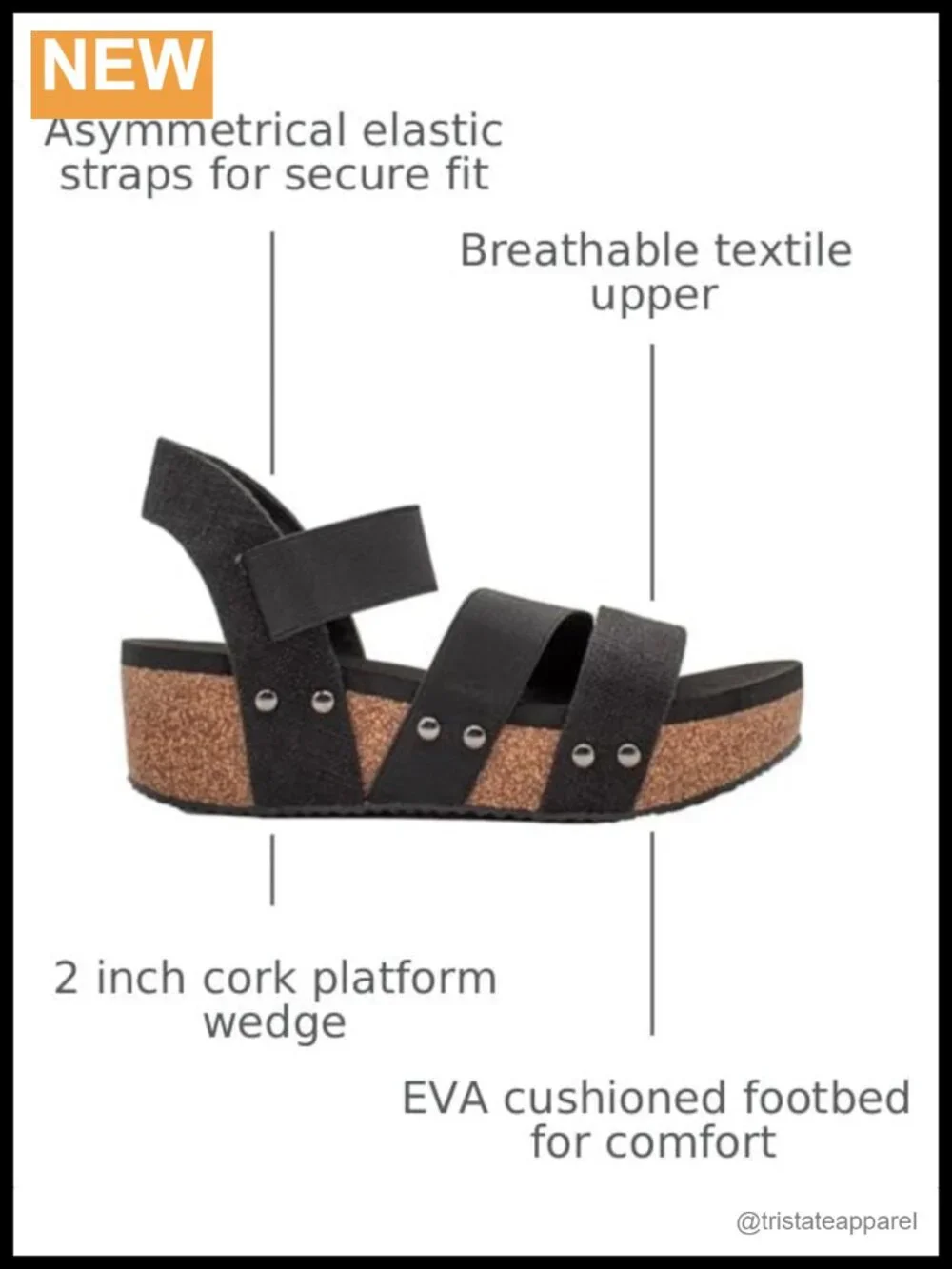 Womens Platform Wedge Sandals With Asymmetrical Elastic Straps
